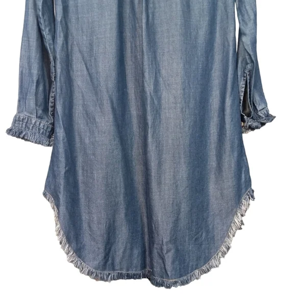 Cloth and Stone Montana Chambray Button Up Raw Hem Shirt Dress Blue Size XS - Picture 10 of 12